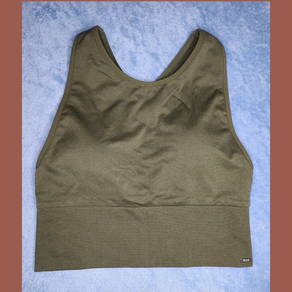 PINK ACTIVE VICTORIA'S SECRET  seamless lightly lined sport bra green M NEW